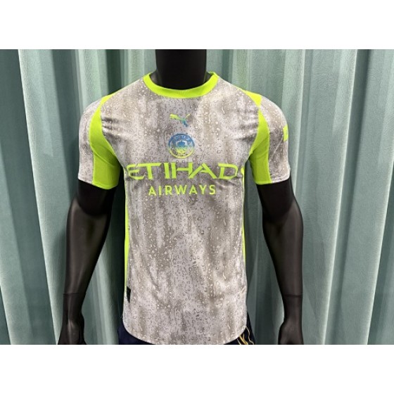 25/26 Manchester City Third Jersey（Grey Raindrop·Neon Green Accent）